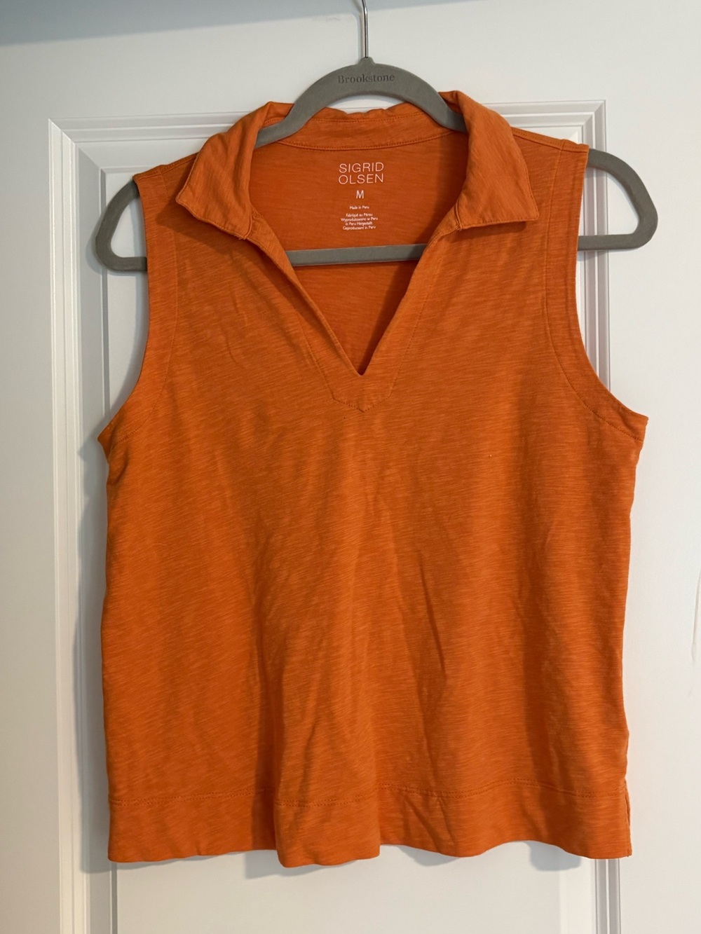 Sigrid Olsen Orange Collared Tank Top Size Medium